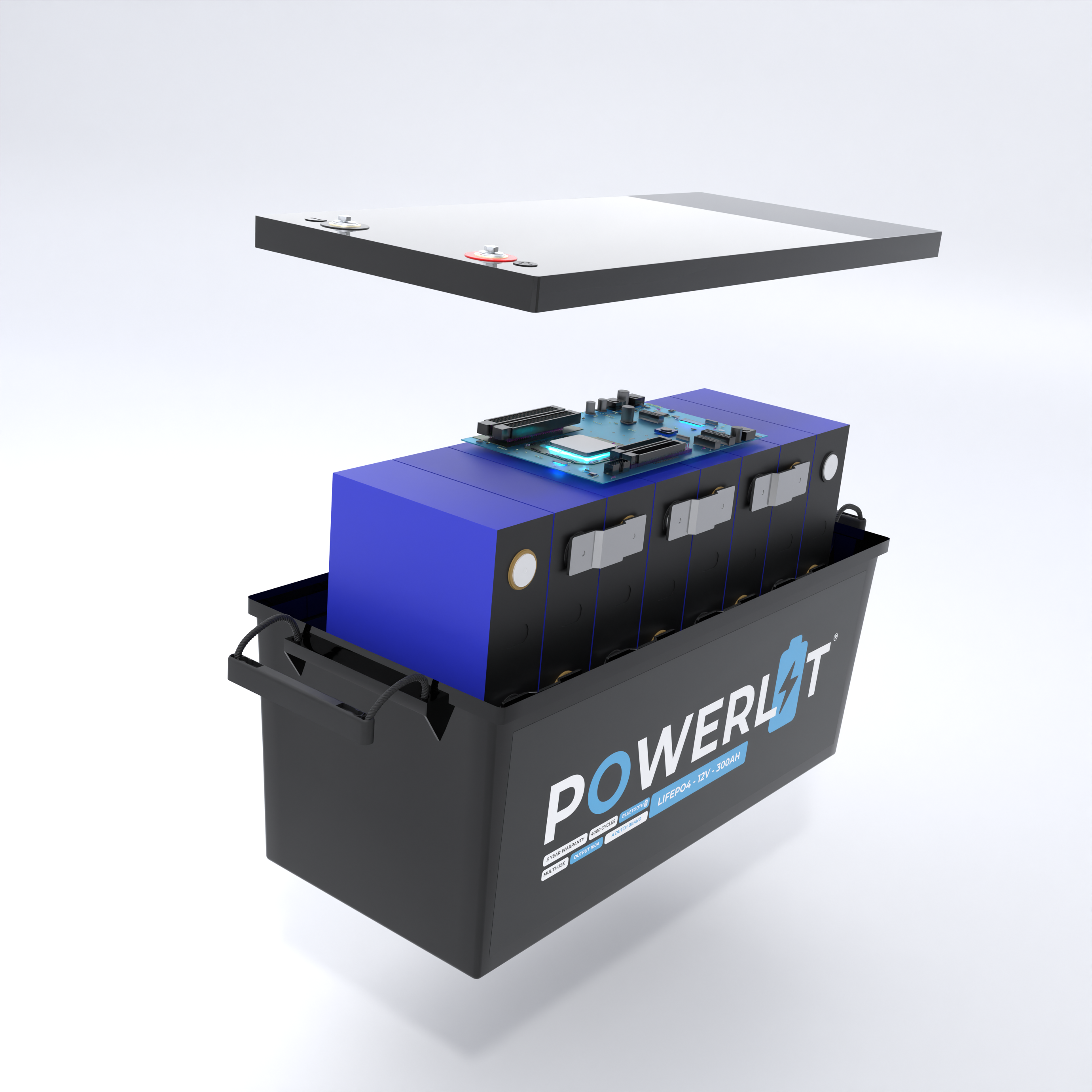 Powerlit® 12V 300Ah Lithium LiFePO4 Accu – Bluetooth – 6000 cycli – 5 jaar garantie (12,8V)